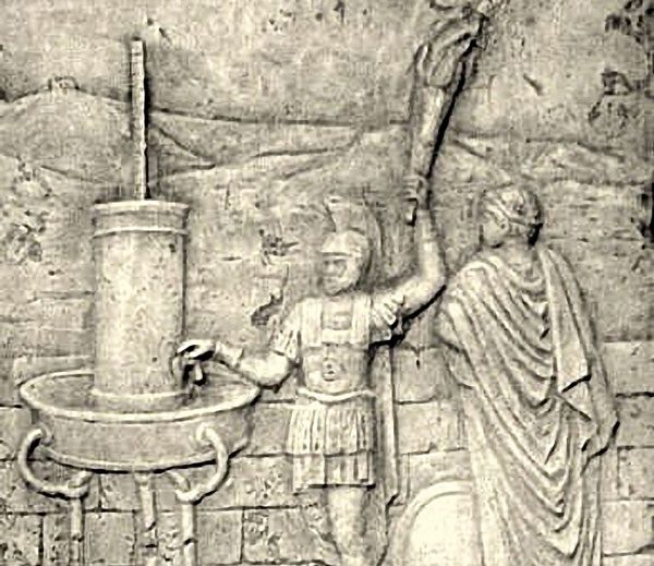Relief of Aeneas' hydraulic telegraph