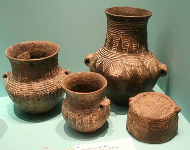 An example of cord-marked pottery.