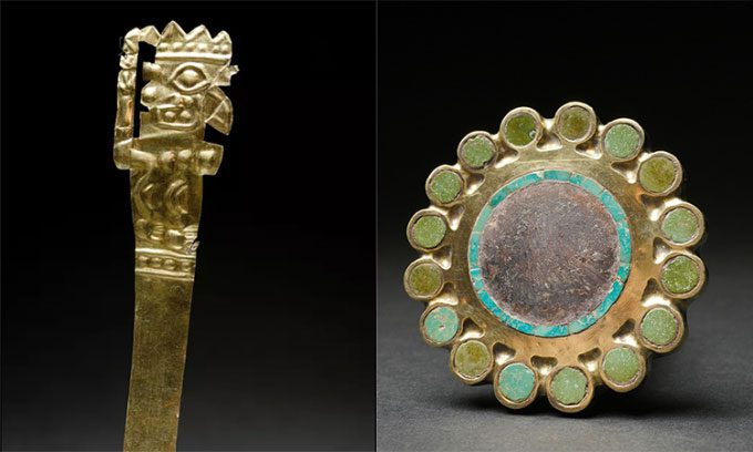 The tomb contains numerous artifacts such as gold decorations