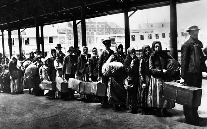 Immigrants on Ellis Island in New York City