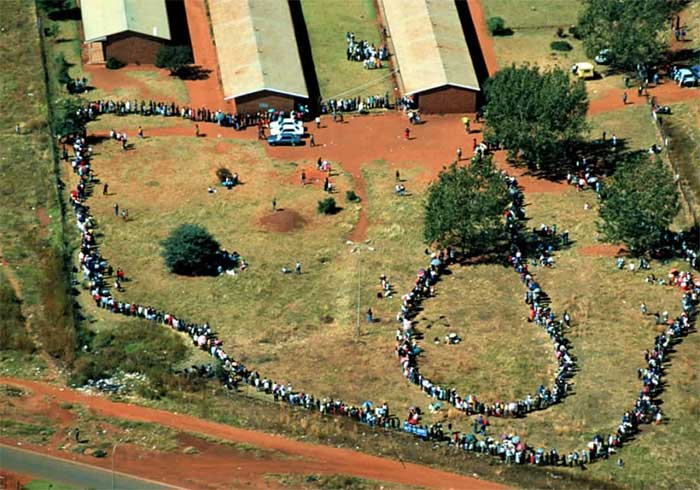 Voting line in South Africa.