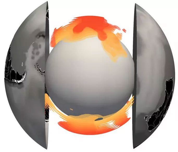 Two strange colored spots inside the Earth