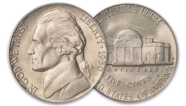 U.S. 5-cent coin containing a lot of nickel.