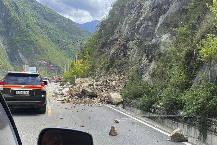 The earthquake also triggered landslides and damaged telephone lines in many areas.