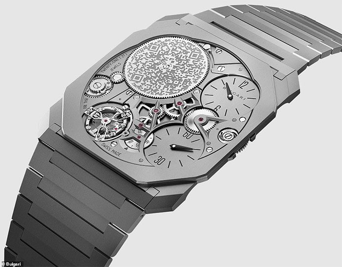 Close-up of the ultra-luxurious watch face.