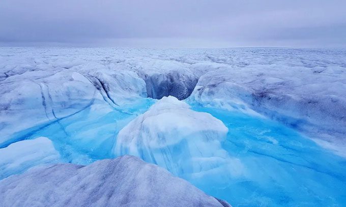 A river formed by melting ice in Greenland