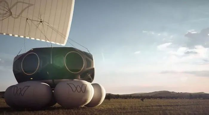 The landing system uses an air cushion system to ensure a smooth landing