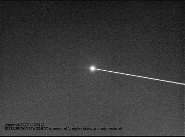 Laser beam targeting a drone