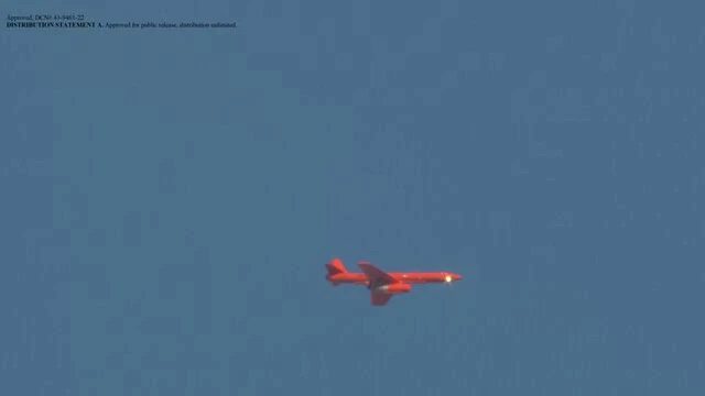 A drone hit by a laser beam during the test