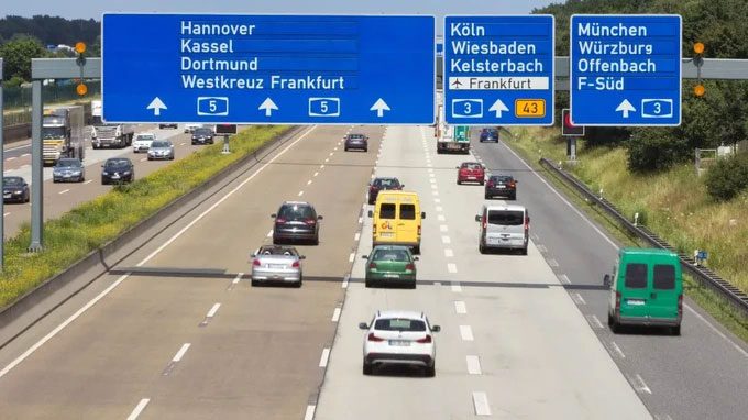 Vehicles on the Autobahn highway.