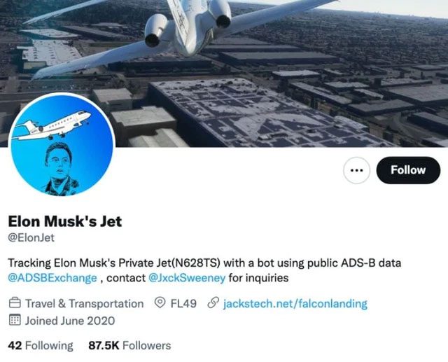 The hacker created a Twitter account to track Elon Musk's flight path.