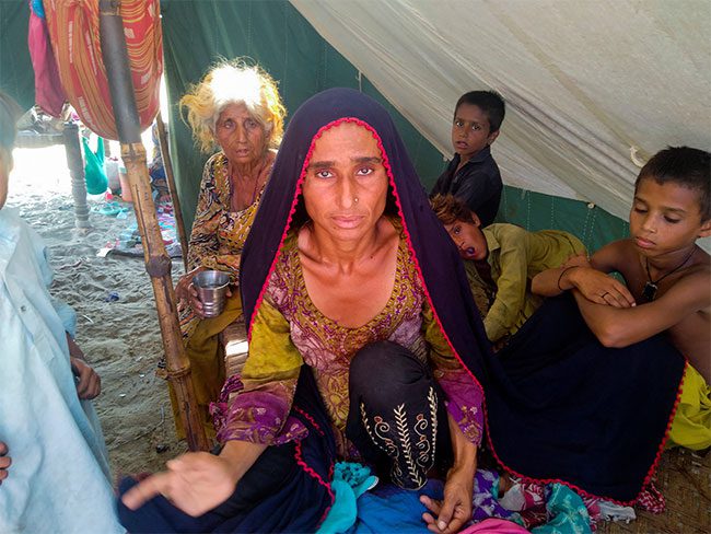 A family affected by recent floods in Pakistan