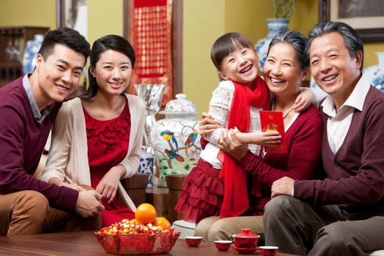 Red appears in families, hoping to bring luck and peace.