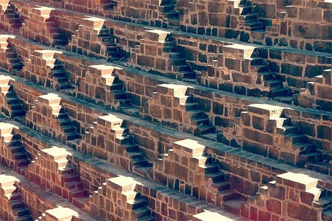 Natural light effect on the symmetrical steps.