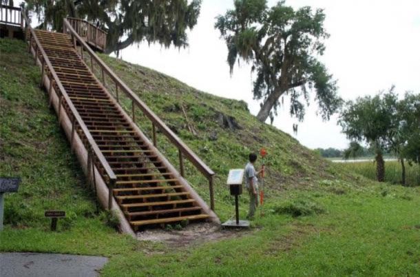 This is a massive shell mound, primarily made up of oyster shells, located in the Crystal River area of Florida.