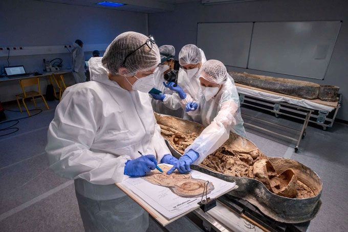 Archaeologists analyzing the remains found in the lead coffin