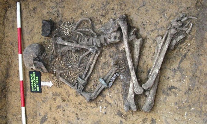 Remains of a woman from Bronze Age Bohemia.