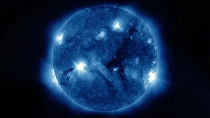Our Sun is about 330,000 times larger than Earth.
