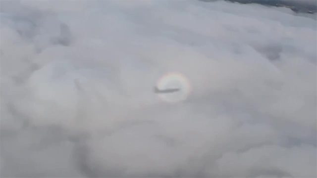 Halo surrounding airplane