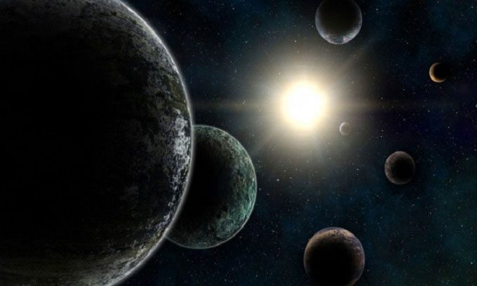 Simulation of a star system in the Milky Way.