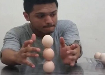 he set a world record by stacking 3 balls on top of each other breaking his own record 118838