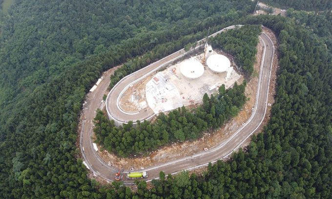 The deep space radar system under construction in Chongqing, southwestern China.