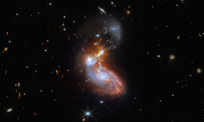 The ZW II 96 galaxy system captured by the James Webb Telescope.
