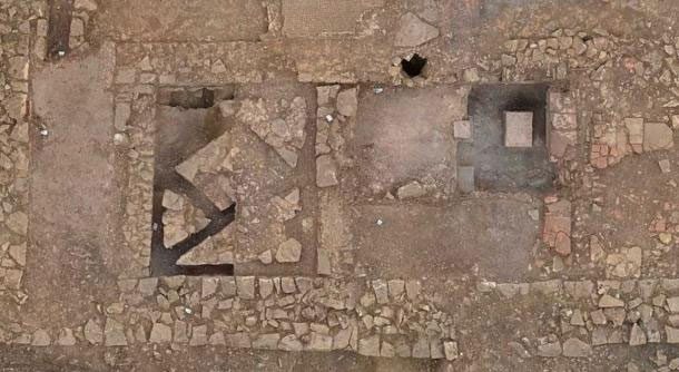 Close-up of the archaeological site