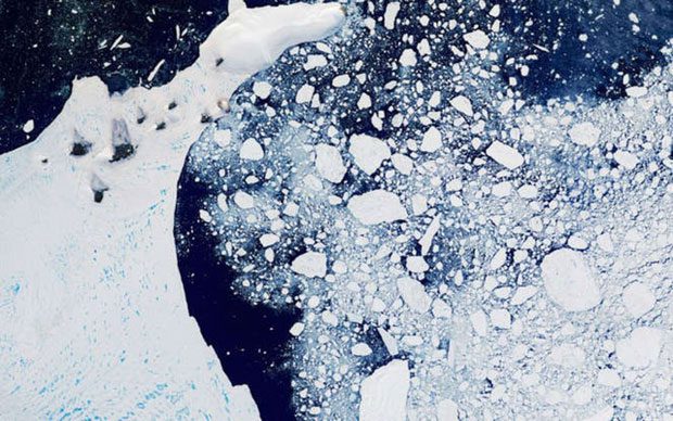 Icebergs collapsing due to the effects of global warming