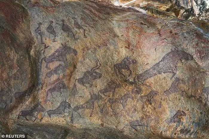 Engravings on stone slabs found in Xinjiang, China.