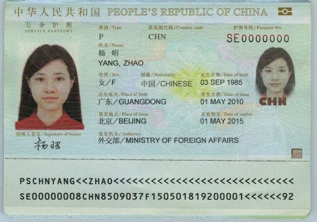 The Chinese passport includes Place of Birth