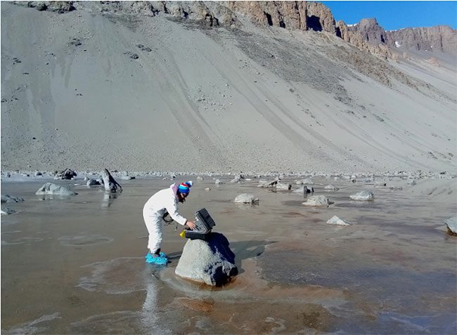 Scientists have found a microbial community beneath the surface of Don Juan Pond.