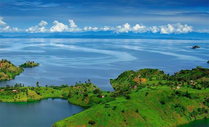 The serene beauty above the surface of Lake Kivu.