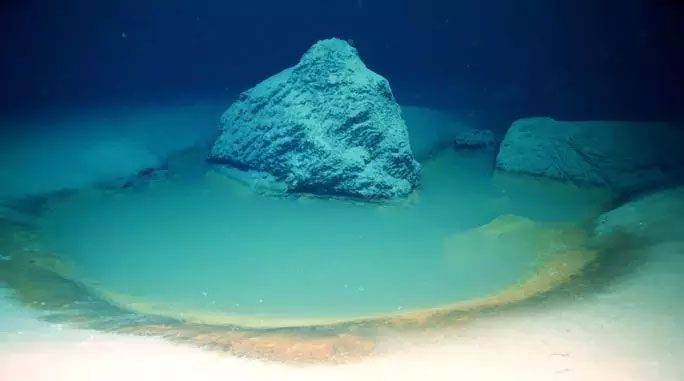 A deep saltwater lake at the bottom of the Red Sea