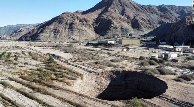 The sinkhole measuring several meters in diameter, located in a mining area near the town of Tierra Amarilla