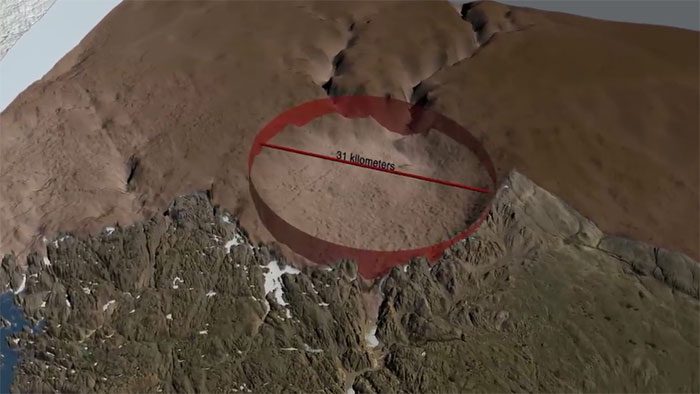The Hiawatha Crater, measuring 31 km in diameter