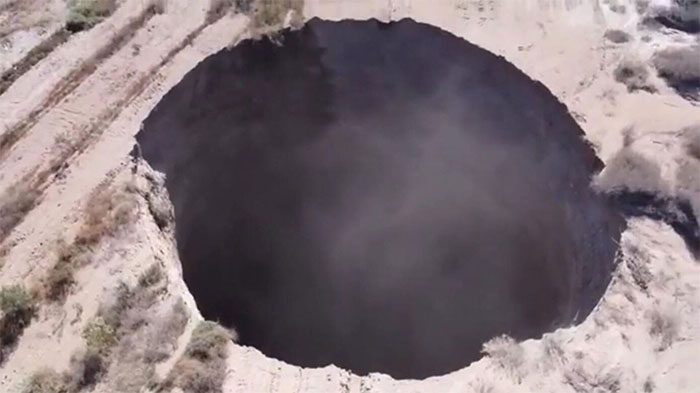 Aerial view of the giant sinkhole.