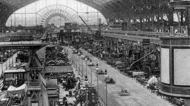 The Exposition Universelle fair, where the Eiffel Tower was first introduced.