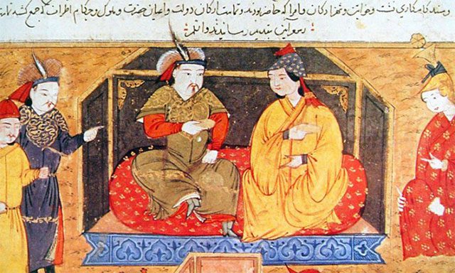 Painting of Hulagu Khan with his wife.
