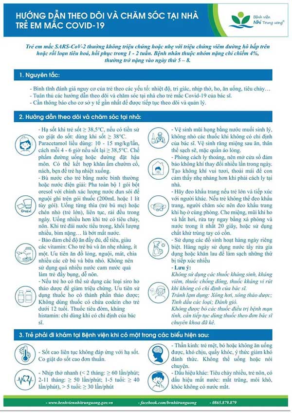 How to care for children with Covid-19 at home.