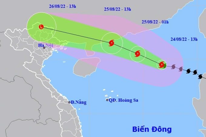 Location and movement direction of Typhoon No. 3.