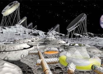 introduction concept residential area bomb crater on moon 123483