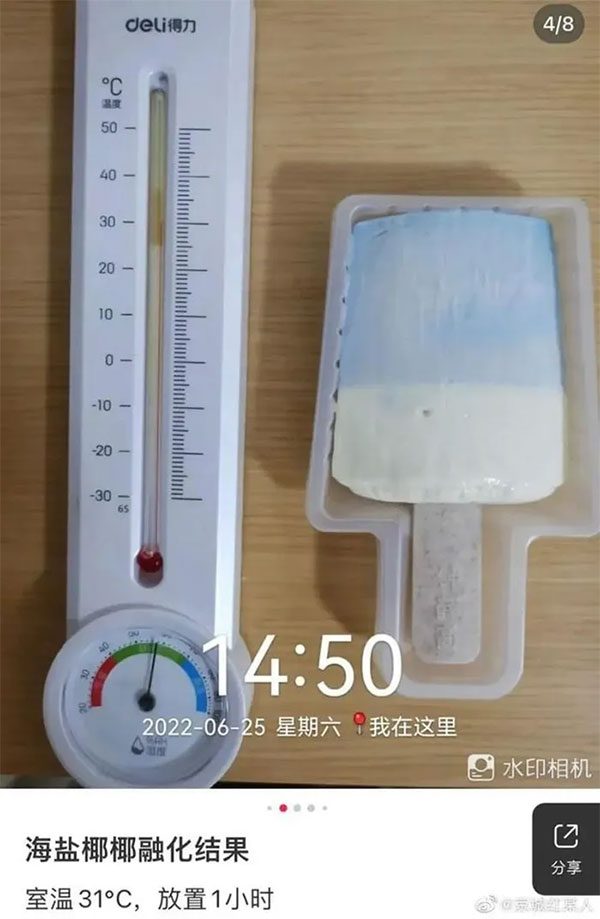 The expensive ice cream from China tested at 31 degrees Celsius.