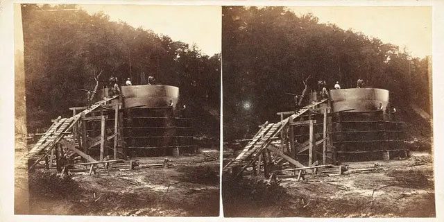 This image shows an oil collection barrel in Pennsylvania, USA.