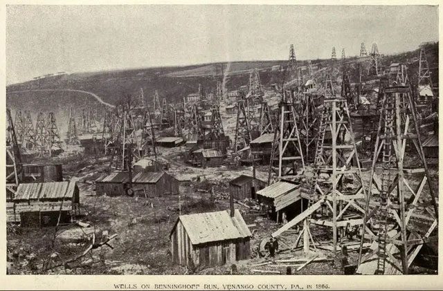 This image shows oil rigs in Pennsylvania.