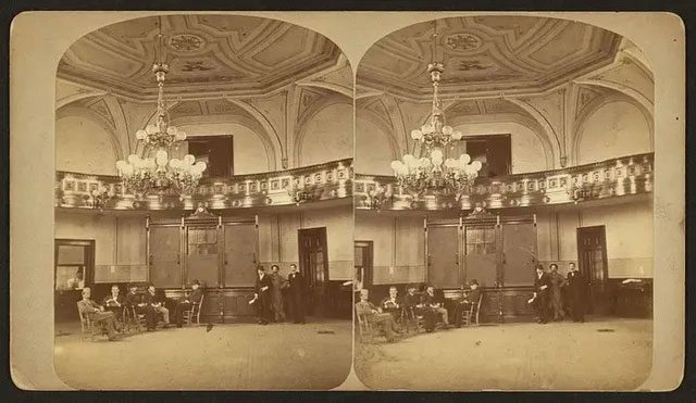 This image shows the interior of the Pennsylvania Oil Exchange.