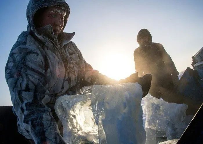Ice serves as the main source of drinking and household water for the residents of this region.