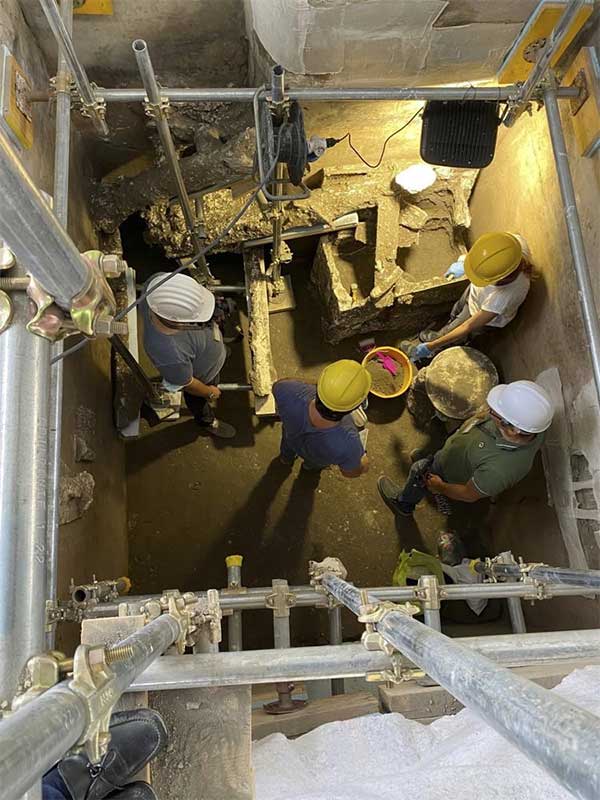 Archaeologists working on the site of a new discovery.