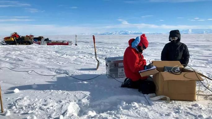 Scientists conducting research in Antarctica