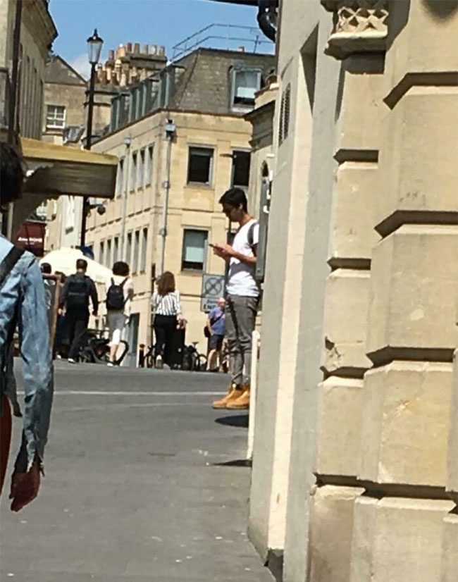 The shadow and slope make this boy look like he is floating in the air.